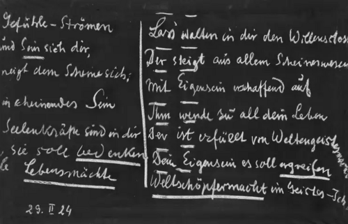 Wandtafelanschrift aus GA 270/I, S. 91