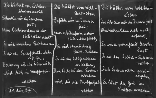 Wandtafelanschrift aus GA 270/I, S. 167