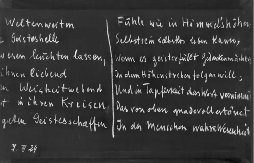 Wandtafelanschrift aus GA 270/I, S. 115